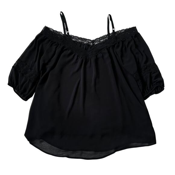 Torrid Black Spaghetti Strap Blouse Women Top Plus Size 0 | 50-15 - Picture 2 of 5